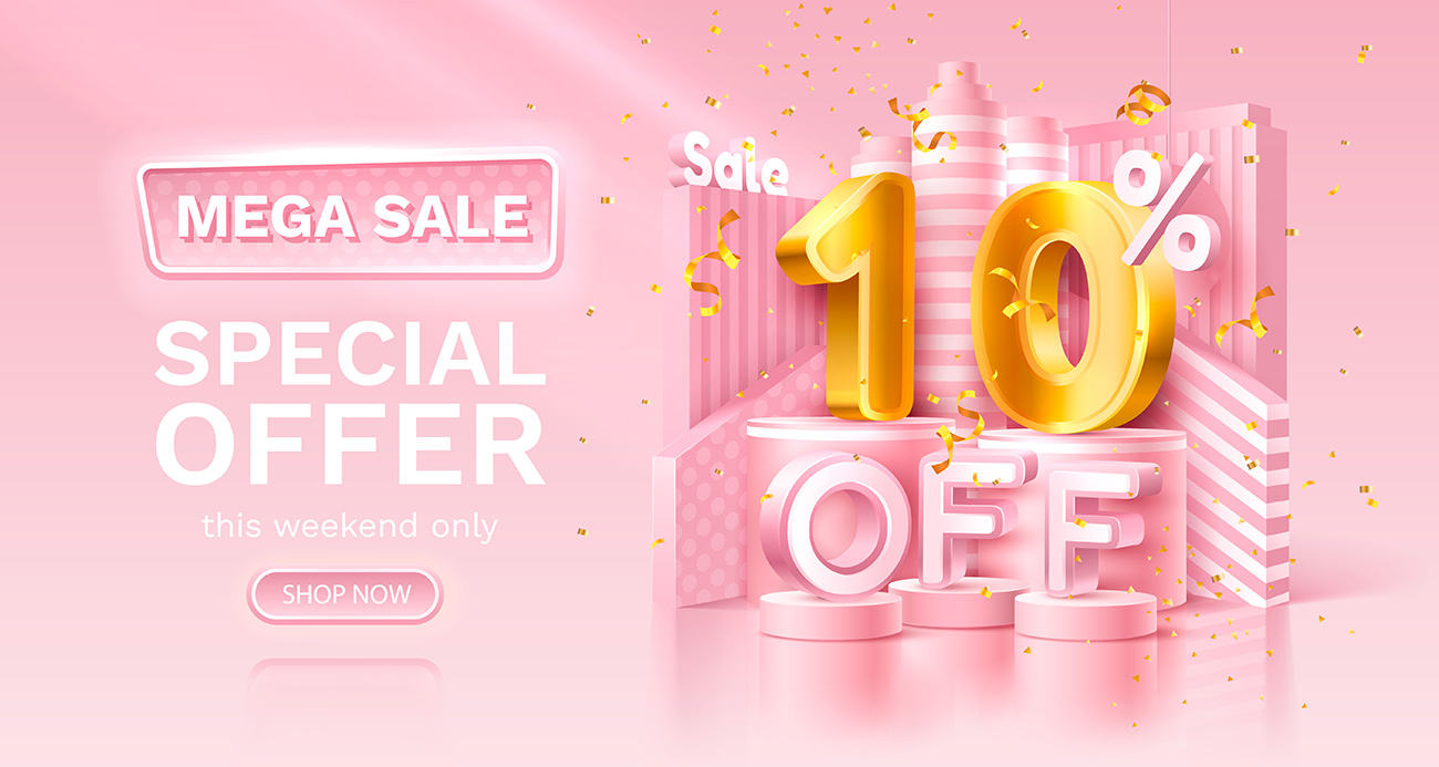 Banner valentine mega sale 10% file EPS