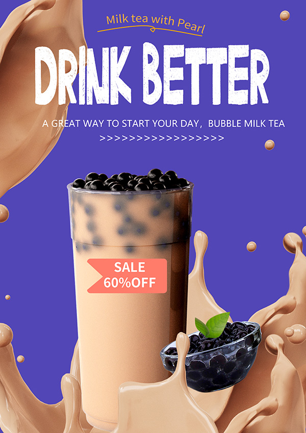 Poster quảng cáo trà sữa trân châu file PSD mẫu TS0014