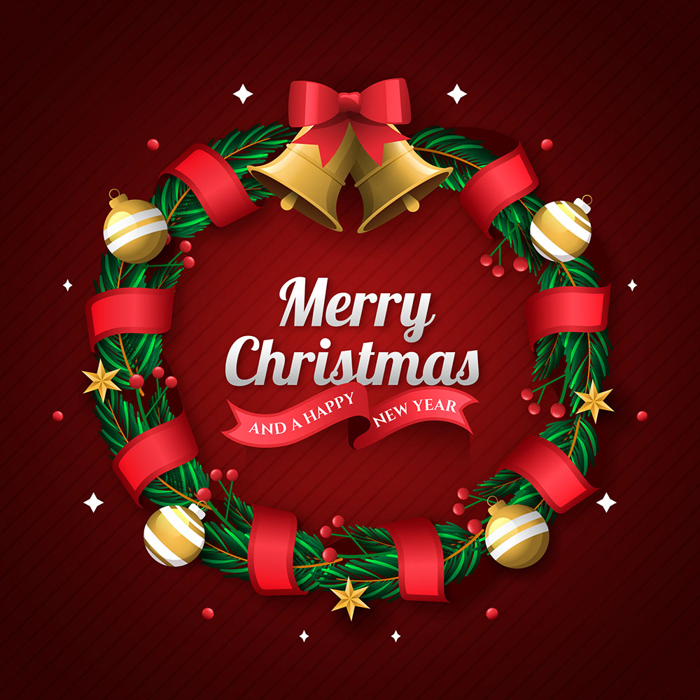 Banner vòng nguyệt quế noel file vector mẫu số 738