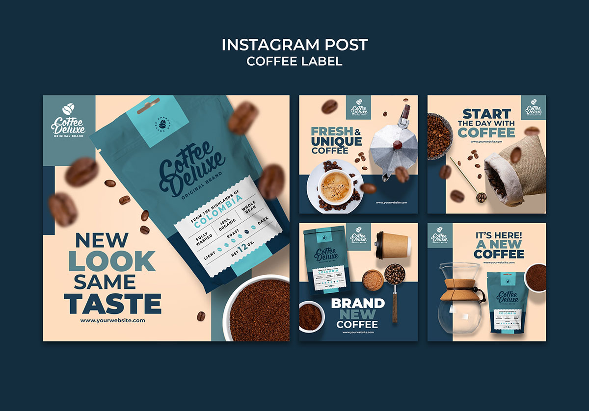 Mẫu bài đăng ảnh coffee trên mạng xã hội file PSD mẫu CF190