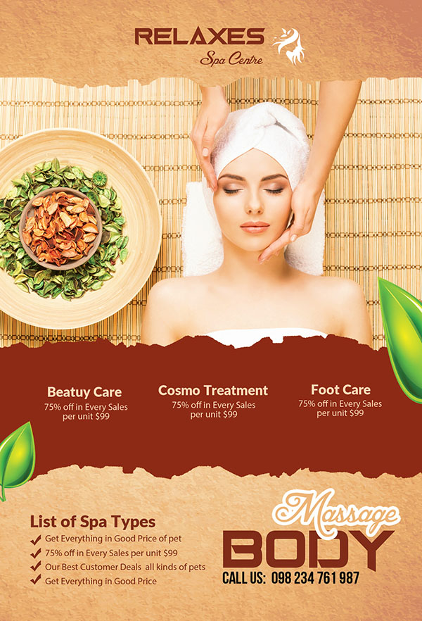 Poster quảng cáo dịch vụ spa file PSD mẫu KF21