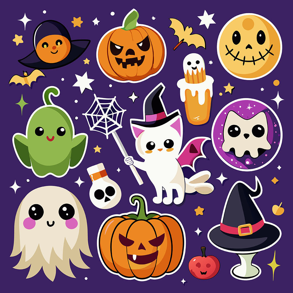 Hình minh họa nhân vật trong lễ hội halloween file EPS và AI mẫu MB103