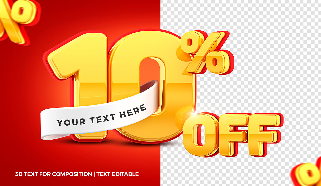 Số 10% 3D vector file PSD mẫu A56