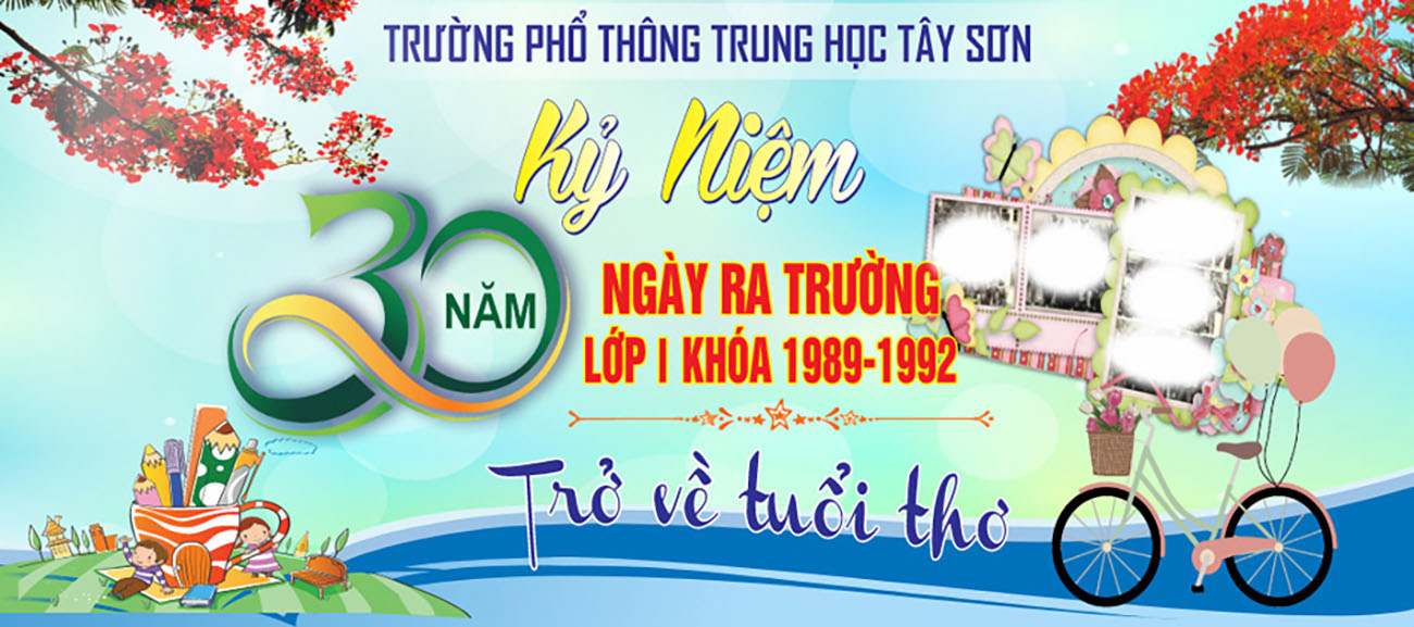 Backdrop kỉ niệm 30 năm ngày trở về trường mẫu 13 file Corel