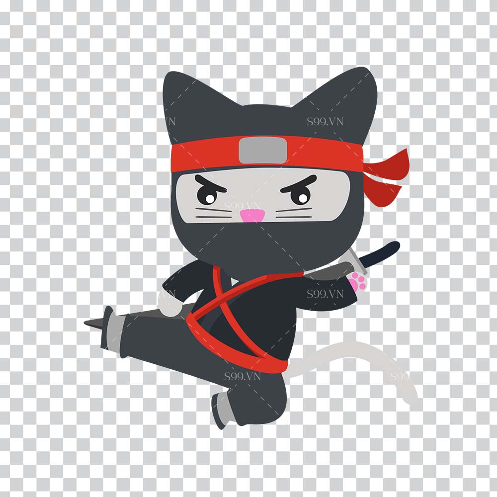 Hình con mèo hoạt hình ninja file PNG mẫu số 437