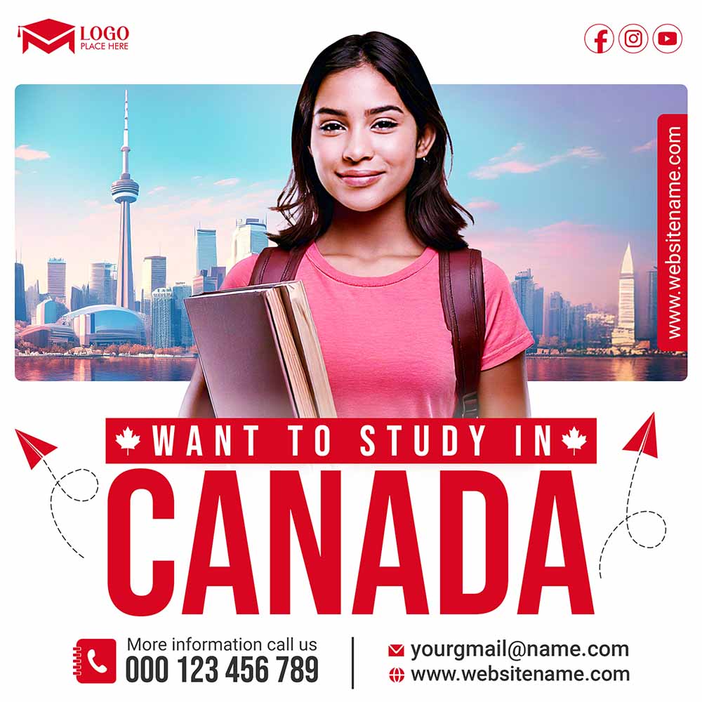 Poster tuyển sinh du học sinh canada file PSD mẫu DH136