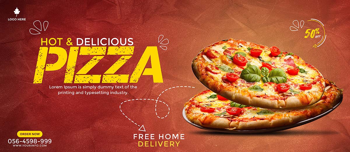 Banner quảng cáo bánh pizza giao hàng tận nơi L28 file PSD