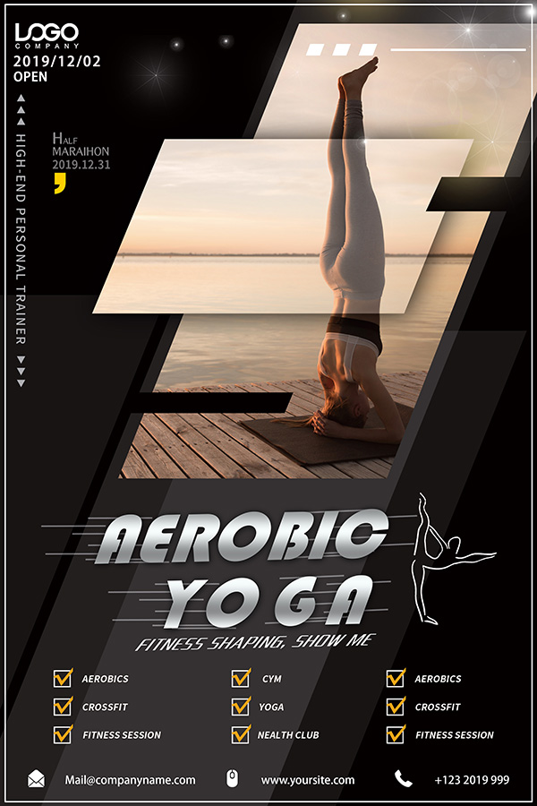 Poster quảng cáo khóa học yoga file PSD mẫu J10