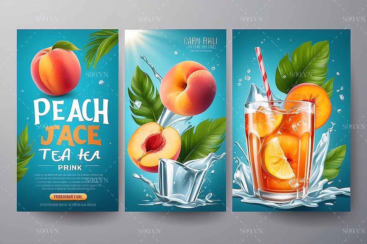 Poster quảng cáo trà đào nhiệt đới mát lạnh file JPG mẫu số 825