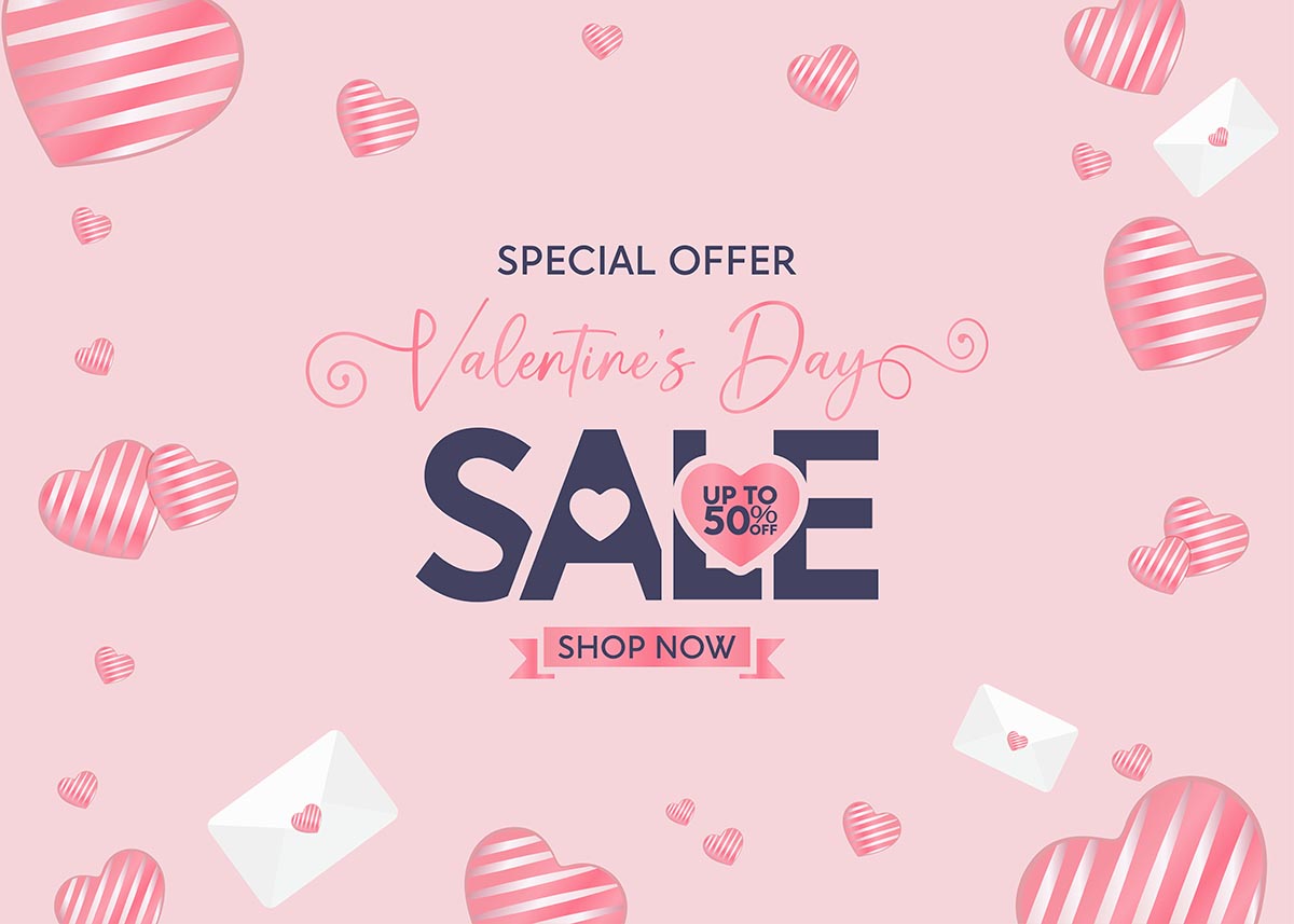 Banner sale dịp valentine nền hồng trái tim file vector mẫu số 691