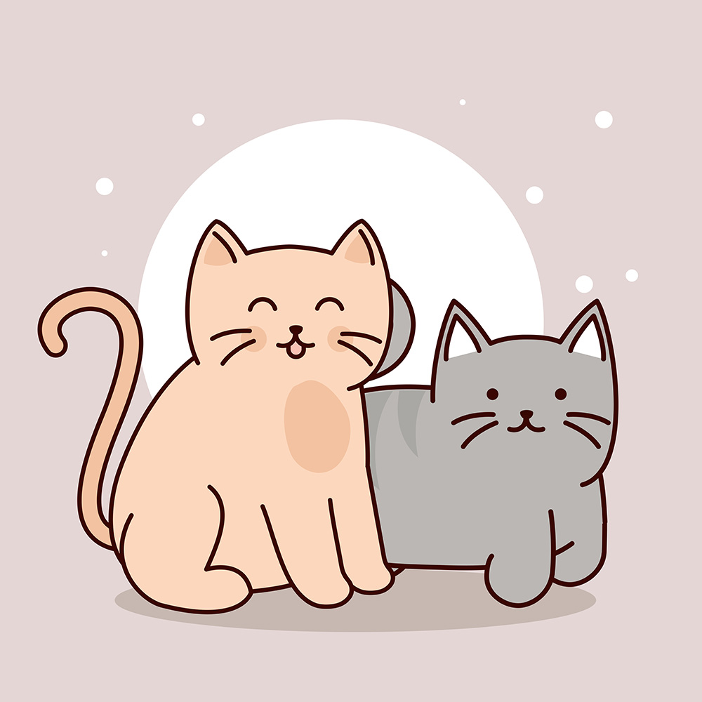 Hình ảnh hai chú mèo cute file vector mẫu CM206