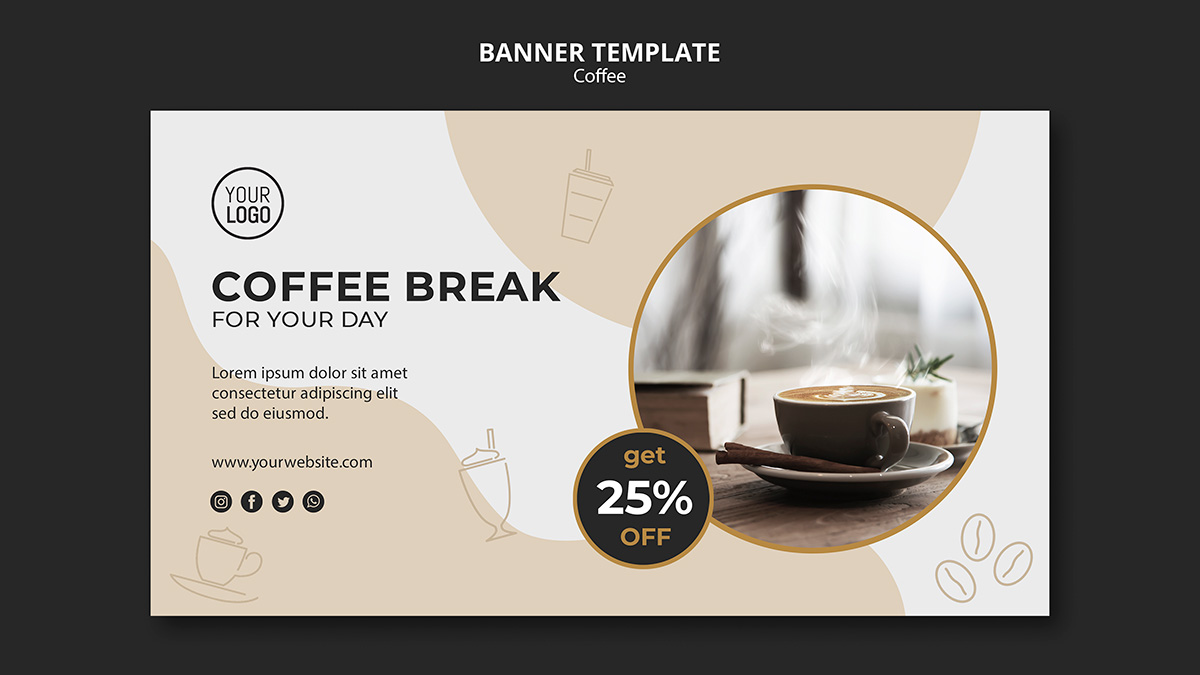 Banner quảng cáo coffee file PSD mẫu CF137