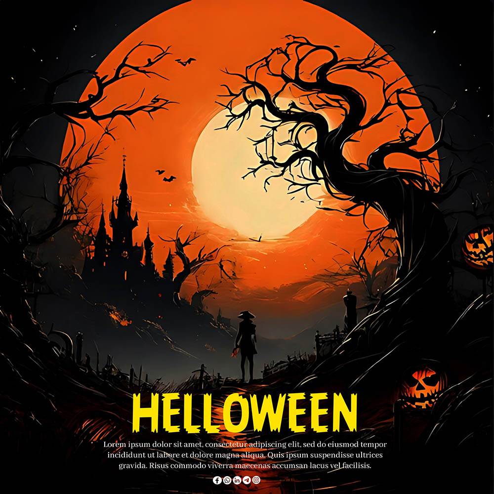 Banner khu rừng ma quái halloween file PSD - mẫu số 859