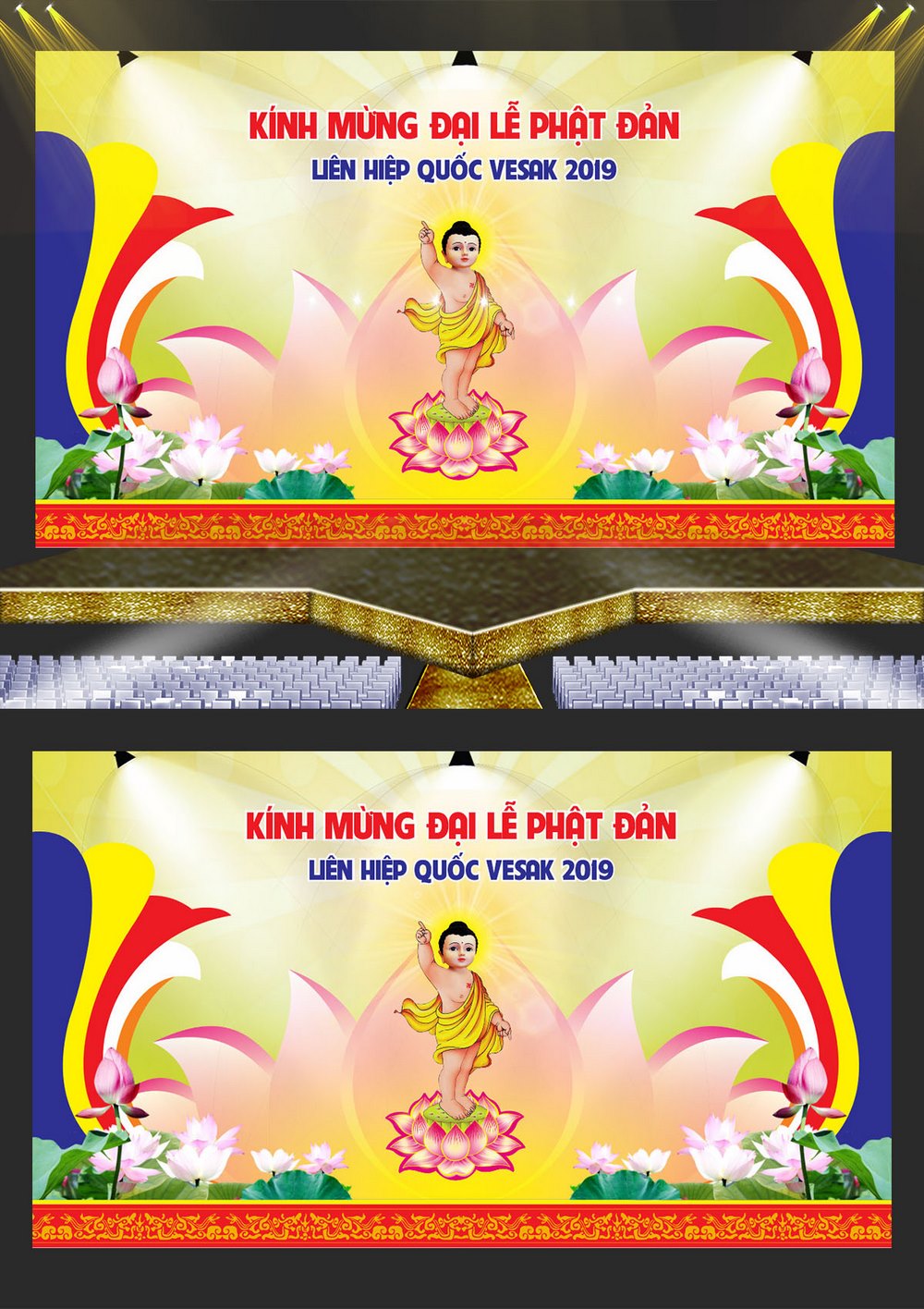 Backdrop Trang Trí Sân Khấu Đại Lễ Phật Đản 2024 File Corel 10