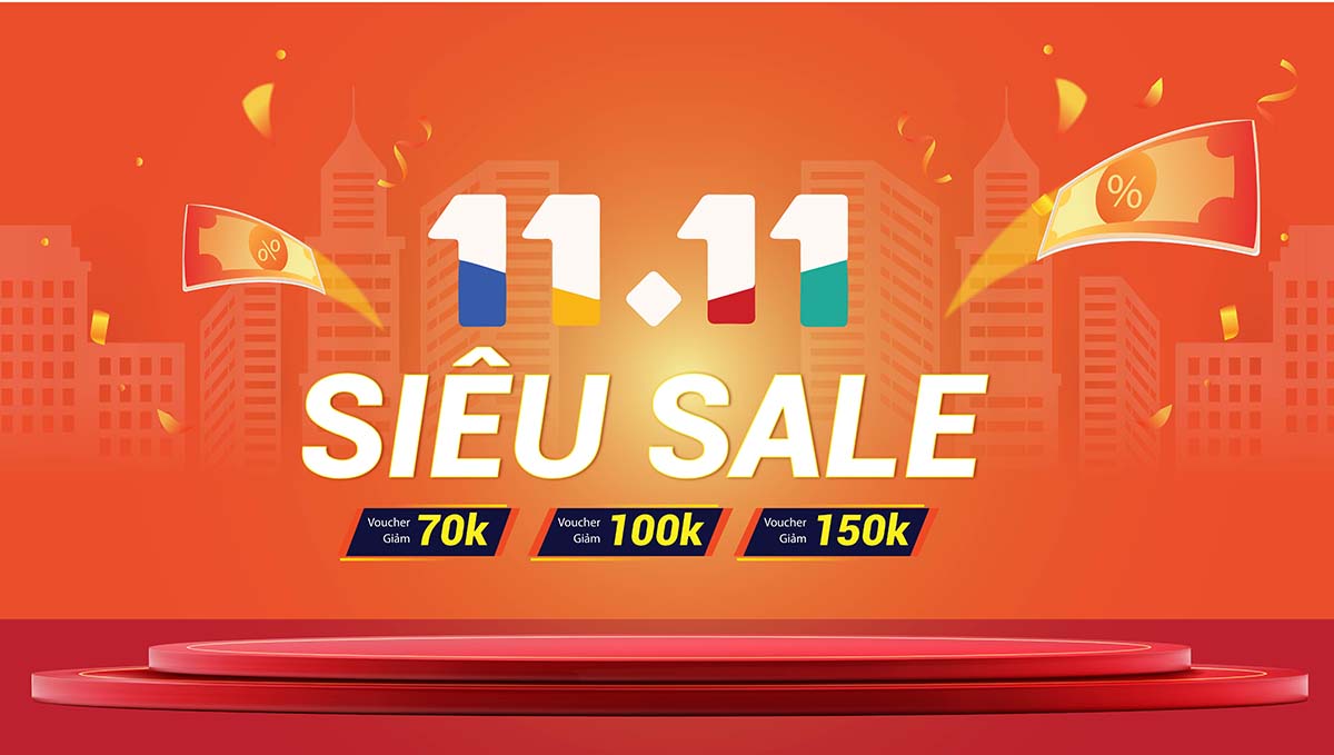 Banner siêu sale 11.11 sàn thương mại điện tử file vector mẫu số 417