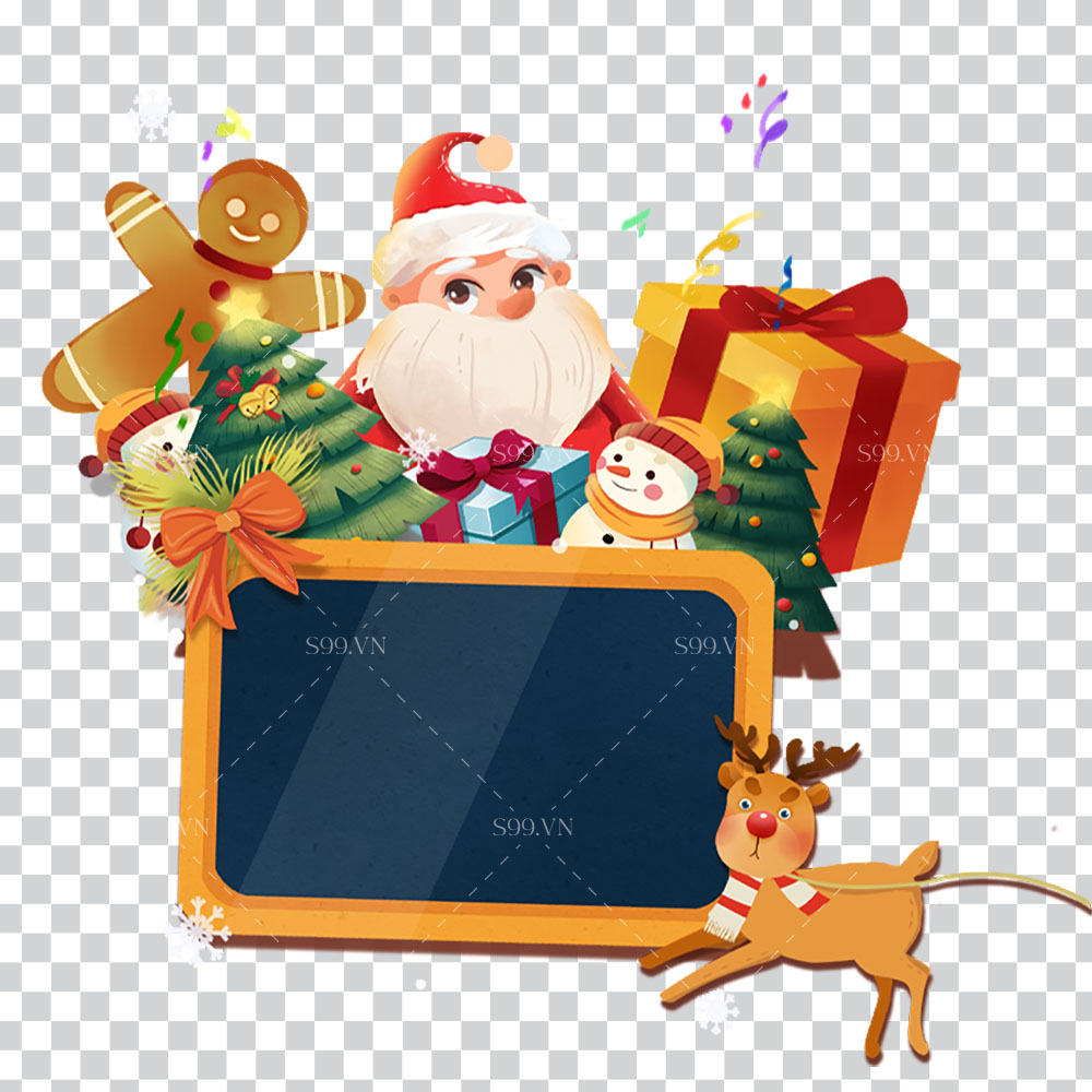 Hình ảnh ông già noel cùng bảng đen file PNG mẫu số 945