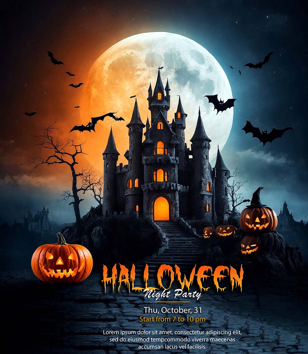 Poster lễ hội halloween file PSD mẫu MB310