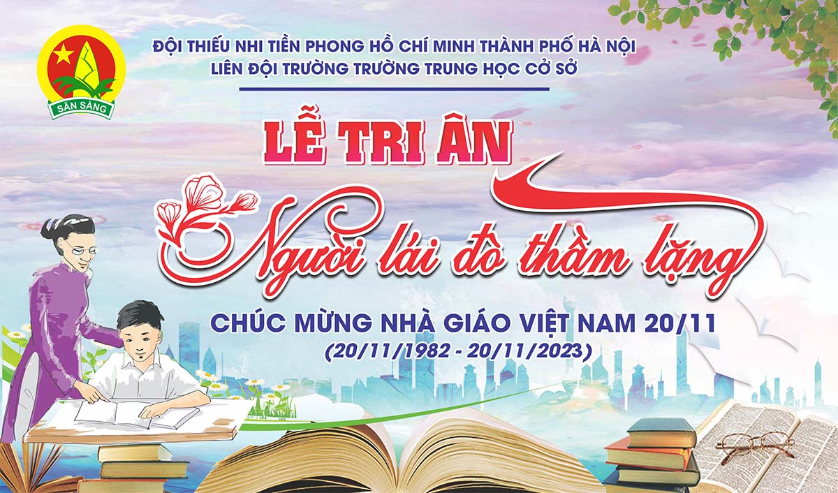 Backdrop lễ tri ân thầy cô ngày nhà giáo Việt Nam 20 tháng 11 - File Corel