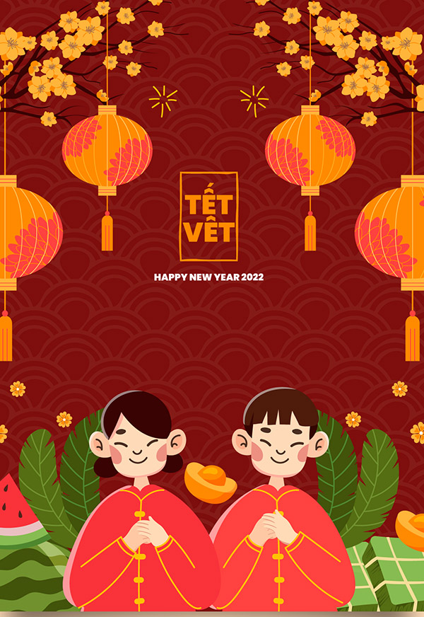 Poster chúc mừng ngày tết nguyên đán file vector - mẫu số 549