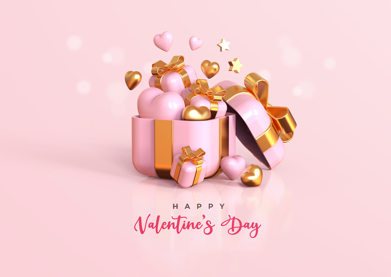 Banner hộp quà mùa valentine mẫu 9 file PSD