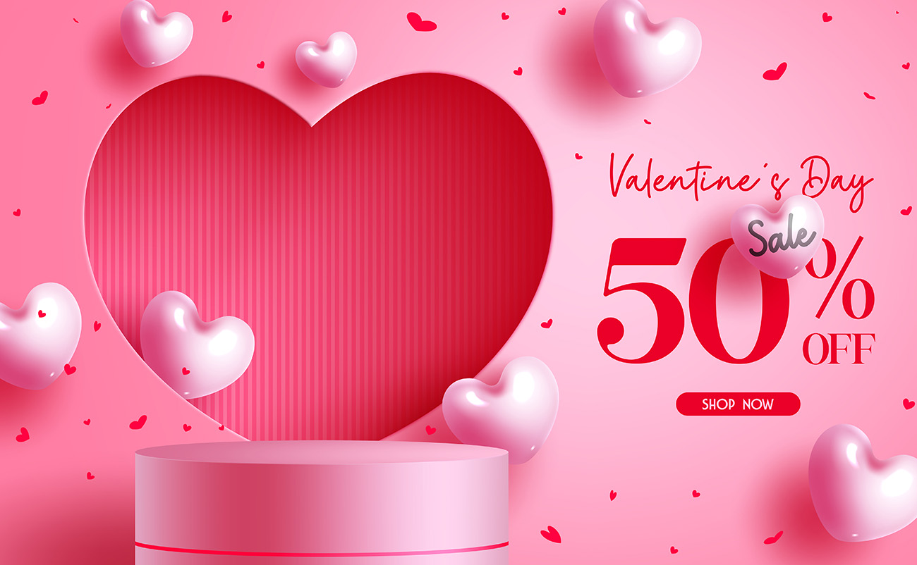 Banner bục 3d dịp valentine file EPS và AI mẫu V72