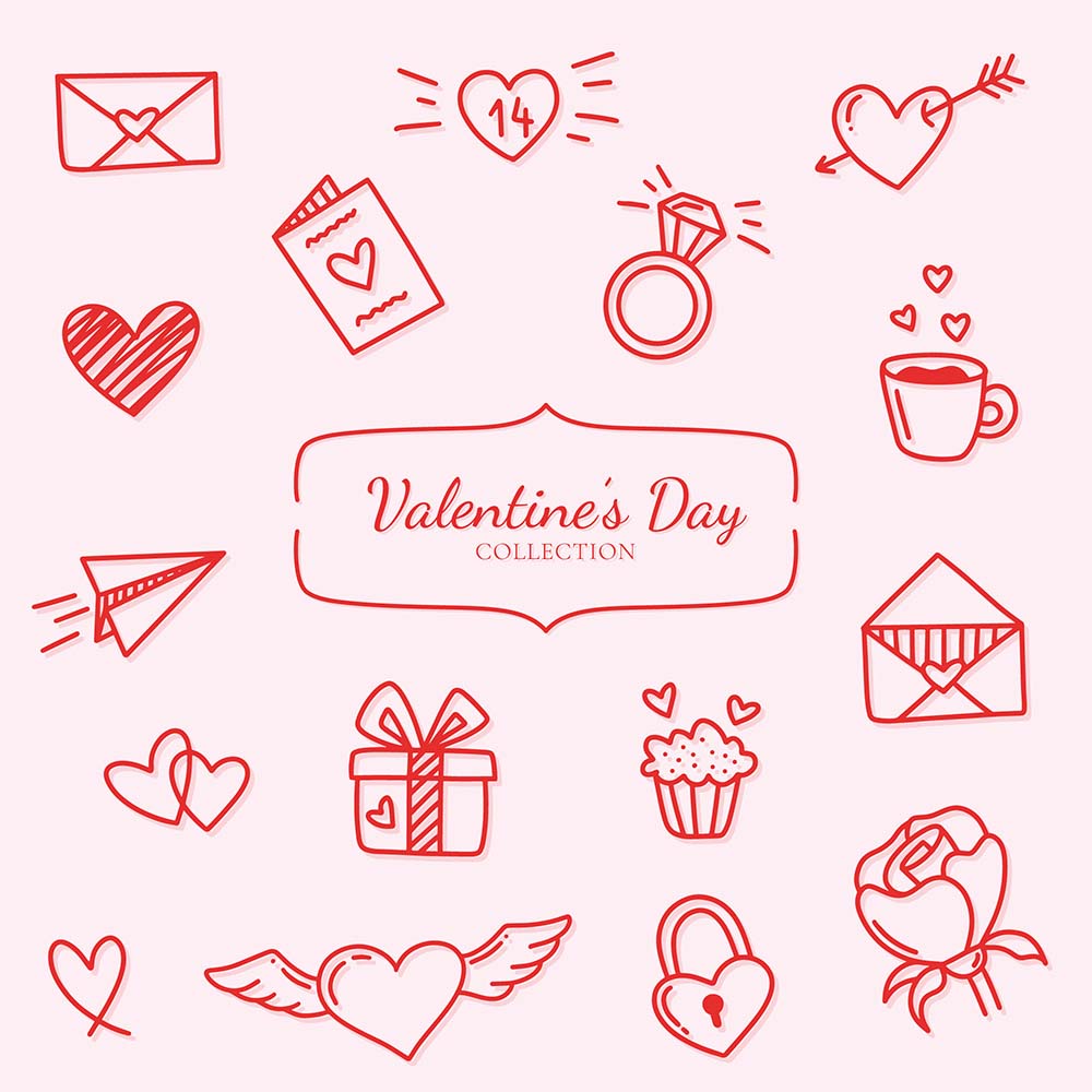 Hình ảnh trang trí lễ valentine file vector mẫu BV380