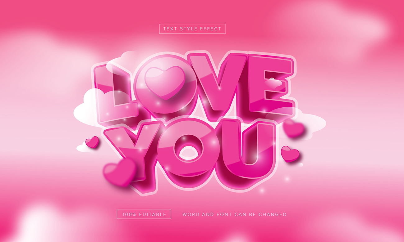 Banner valentine dòng chữ love you file EPS