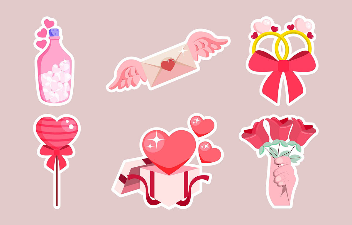 Hình minh họa biểu tượng tình yêu ngày valentine file vector mẫu số 251