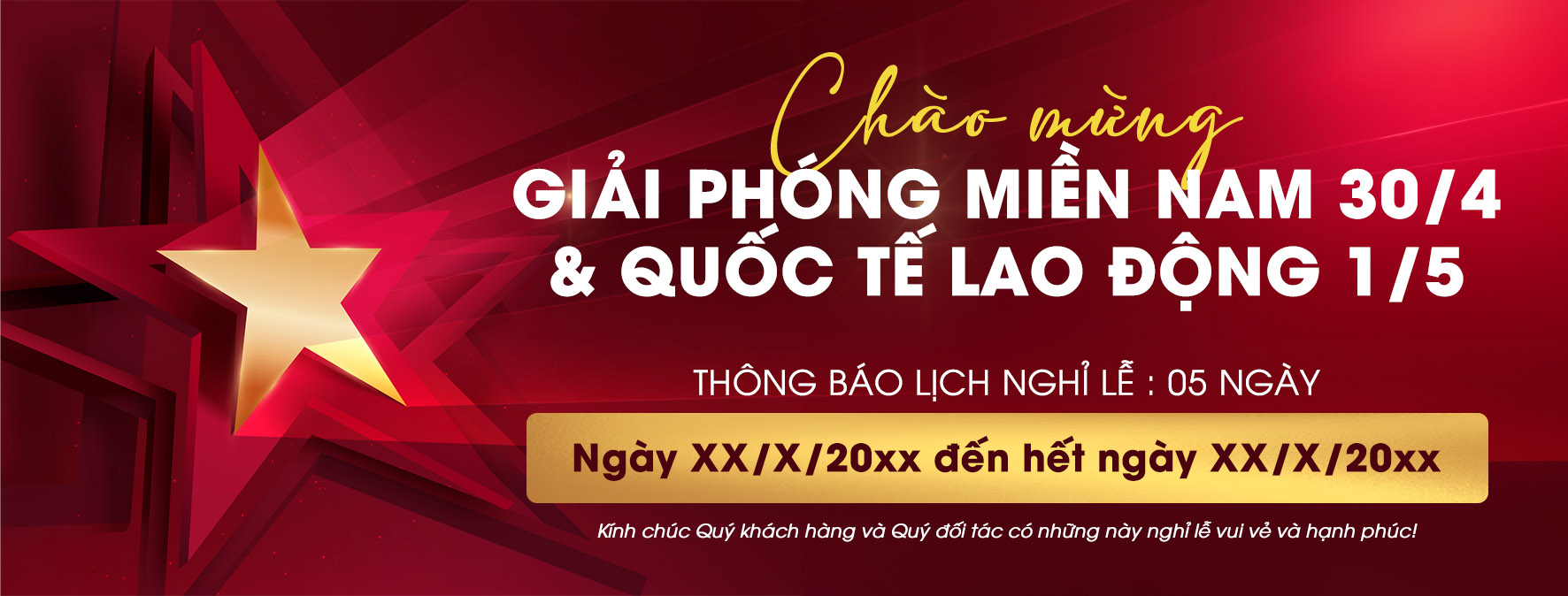 Lịch nghỉ lễ ngày 30.5 - 1.5 nền đỏ file PSD