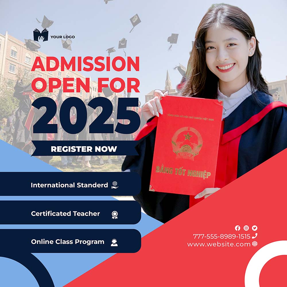 Banner cô gái tốt nghiệp đại học nước ngoài file PSD mẫu DH195