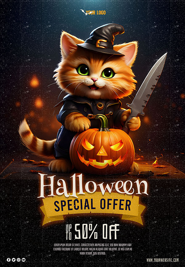 Poster lễ hội halloween kinh dị file PSD mẫu MB399