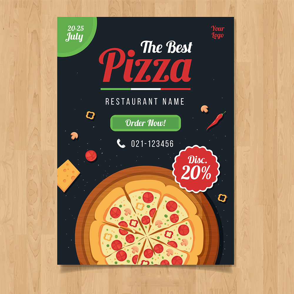 Poster quảng cáo bánh pizza file EPS và AI mẫu P129