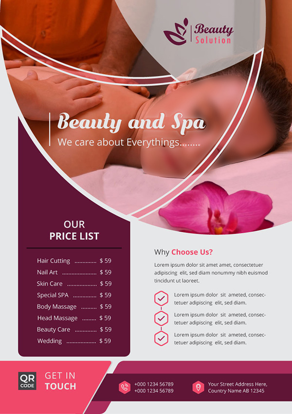 Poster báo giá dịch vụ spa file vector mẫu KF9