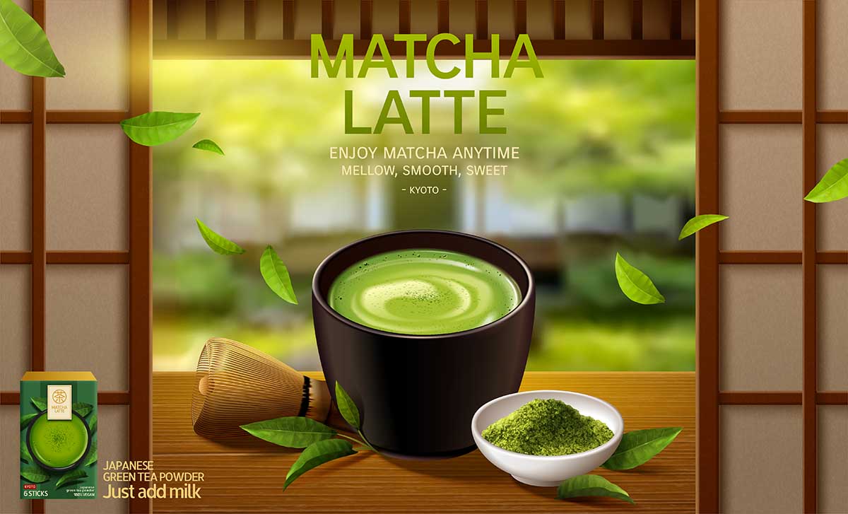 Banner quảng cáo matcha latte file vector mẫu số 358