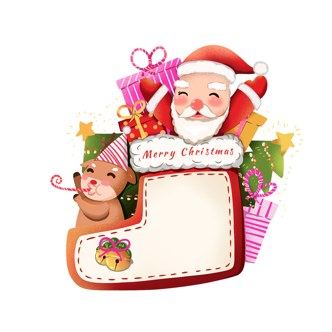 Ảnh minh họa ông già noel phát quà cùng tuần lộc file PSD