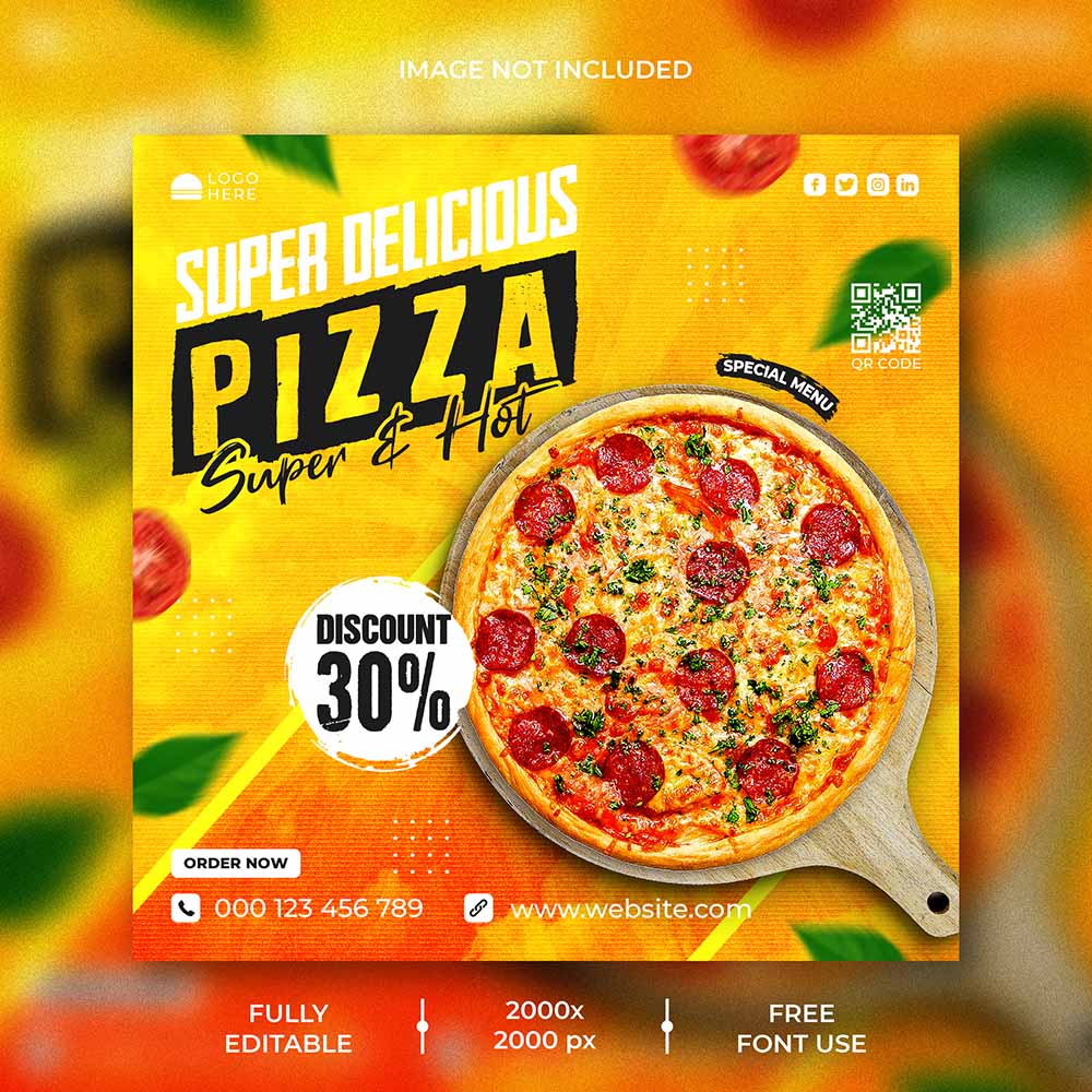 Poster quảng cáo bánh pizza file PSD mẫu P114