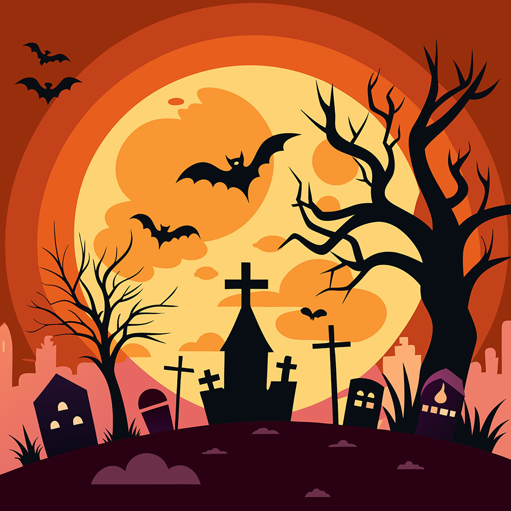 Background đêm trăng ma quái halloween file EPS - mẫu số 571