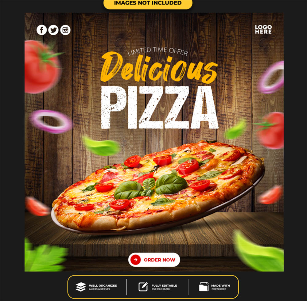 Banner quảng cáo bánh pizza file PSD - mẫu số 661