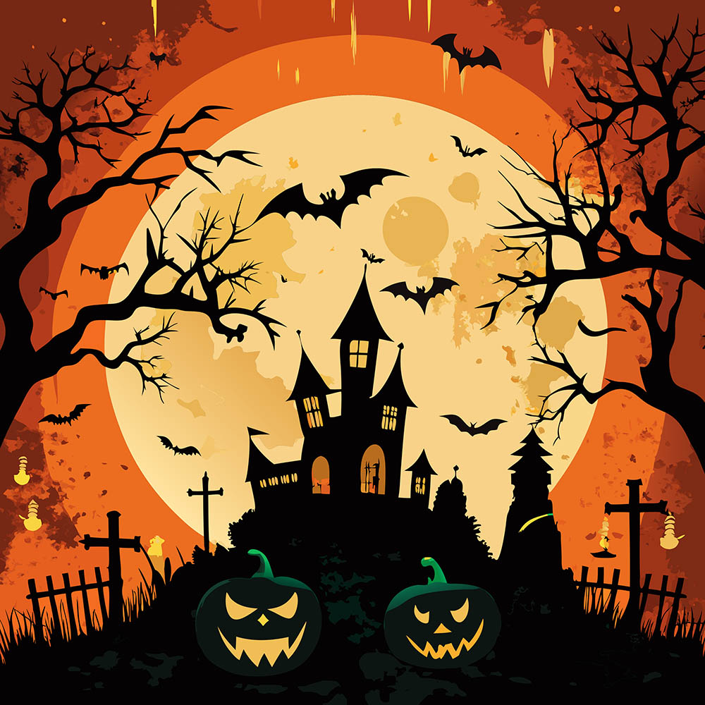 Hình minh họa lâu đài ma quái halloween file EPS - mẫu số 647