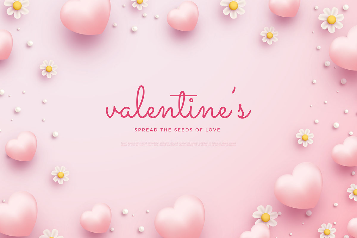 Banner valentine trái tim hồng file vector mẫu số 258