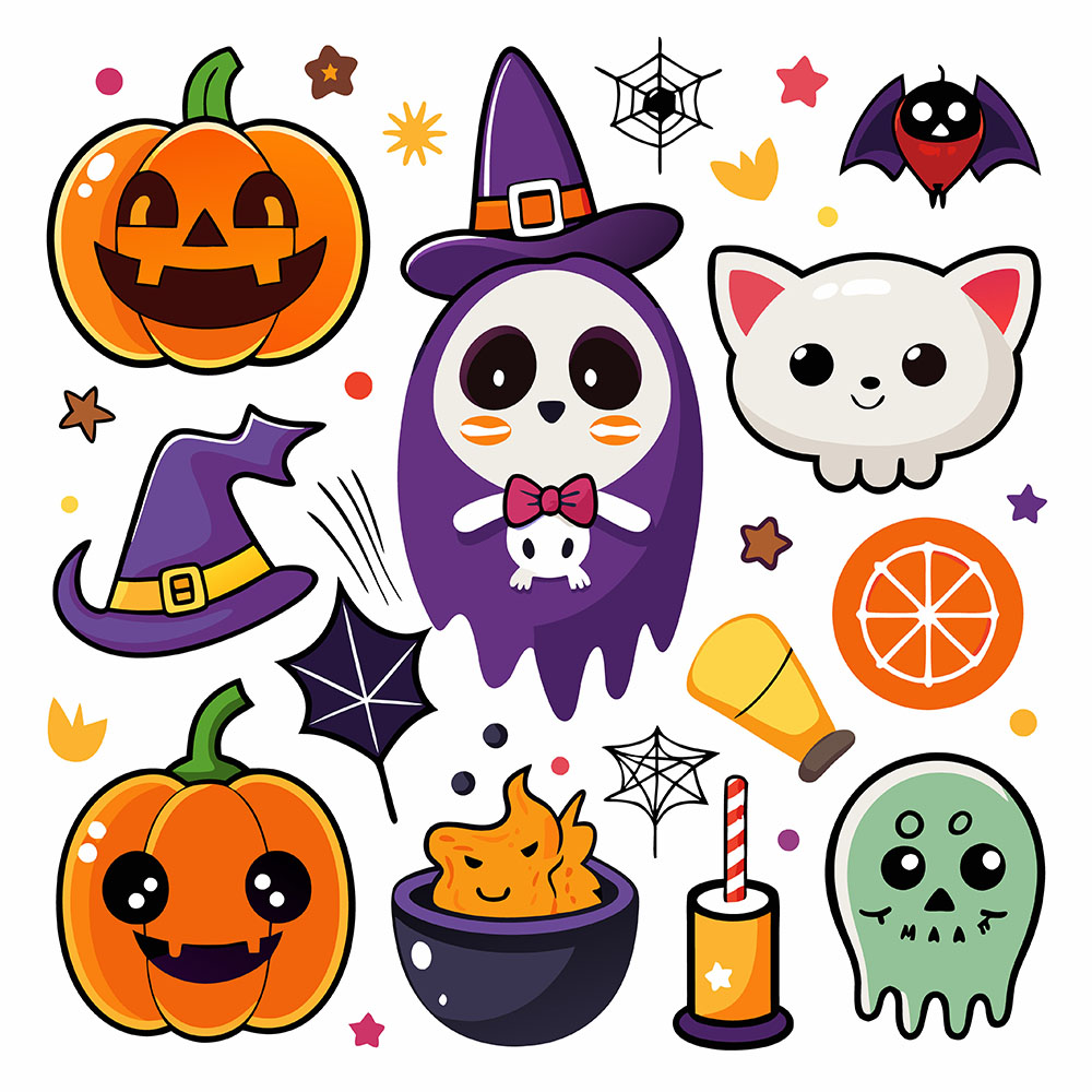 Hình minh họa nhân vật trong lễ hội halloween file EPS và AI mẫu MB113