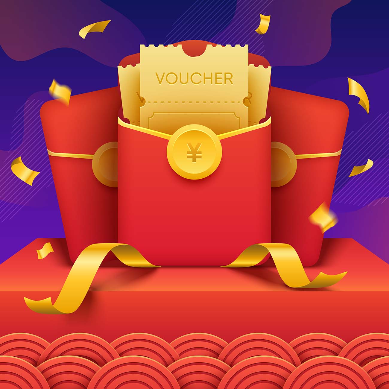 Ảnh minh họa lì xì voucher chúc mừng năm mới mẫu 04 PSD