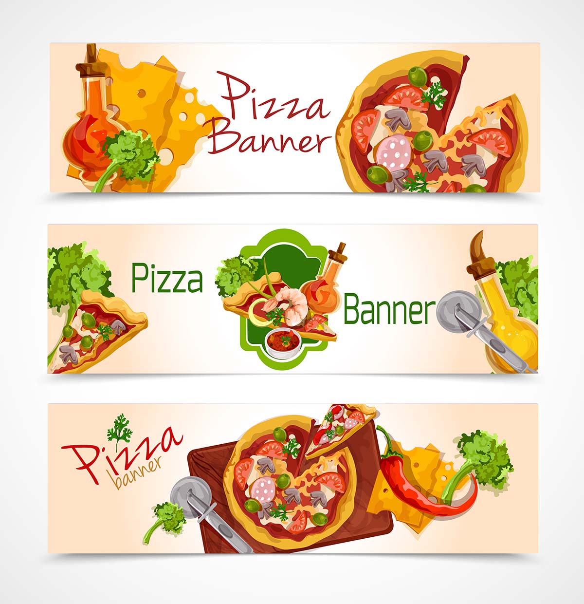 Banner quảng cáo bánh Pizza K122 file EPS