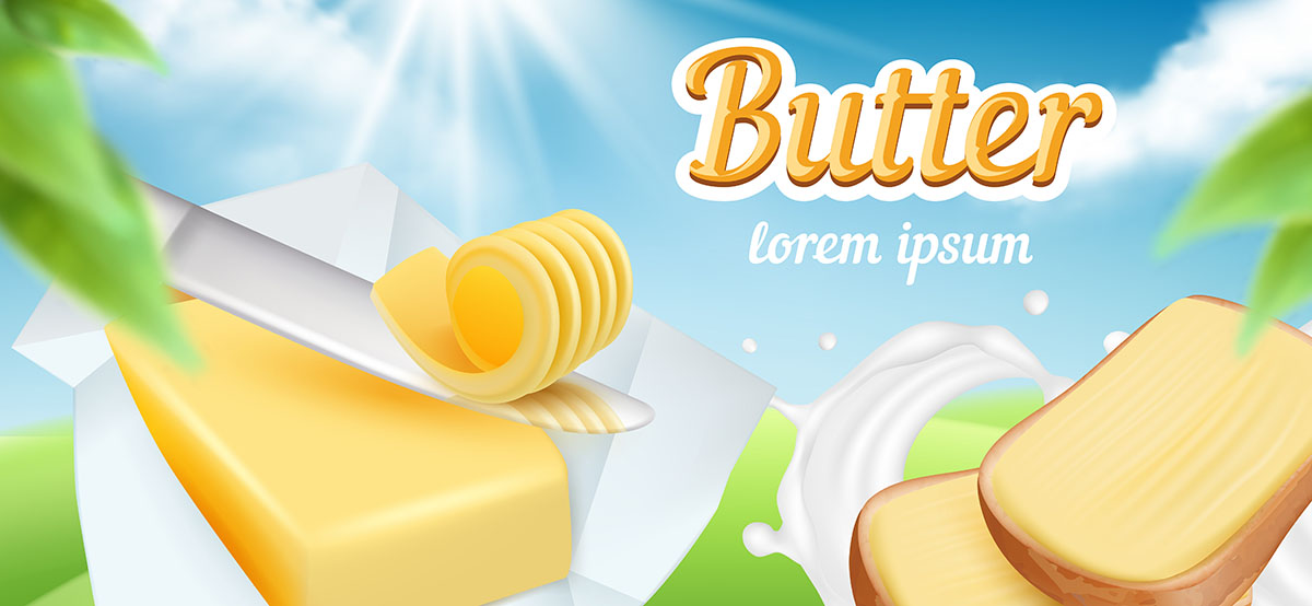 Banner sữa cùng butter nền thiên nhiên file EPS - mẫu 450