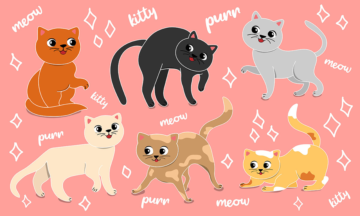 Hình ảnh những chú mèo cute file vector mẫu CM221