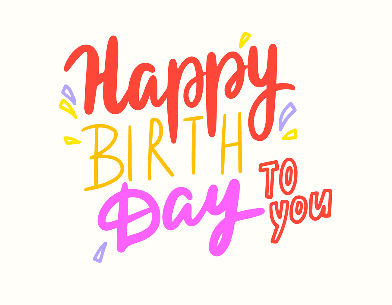 Bộ chữ typo happy birthday mềm mại phối màu file EPS và AI mẫu K176