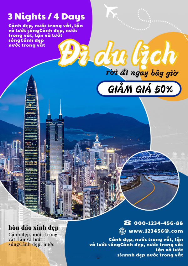 Poster du lịch biển đảo châu Âu D21 file PSD