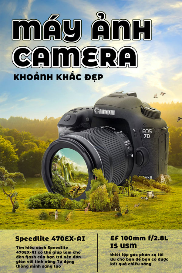 Poster máy ảnh camera nền thiên nhiên file PSD - mẫu số 403