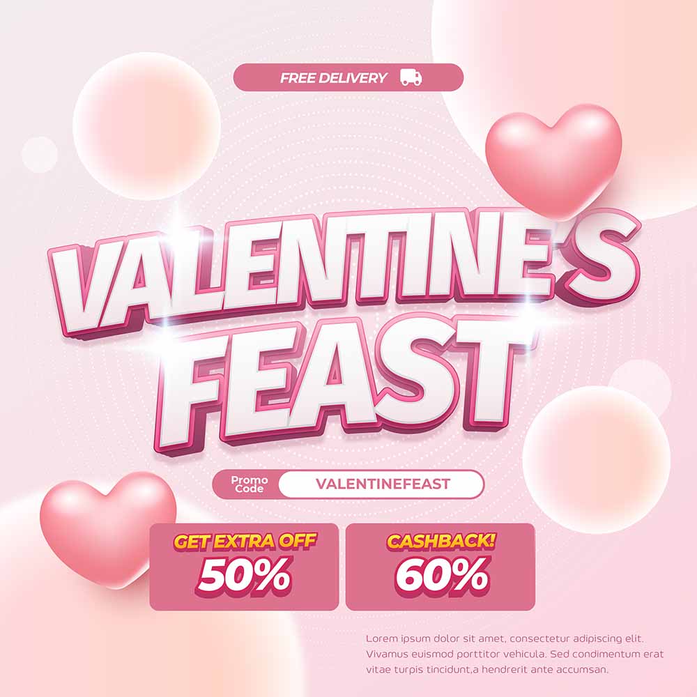 Banner giảm giá dịp valentine file vector mẫu số 185