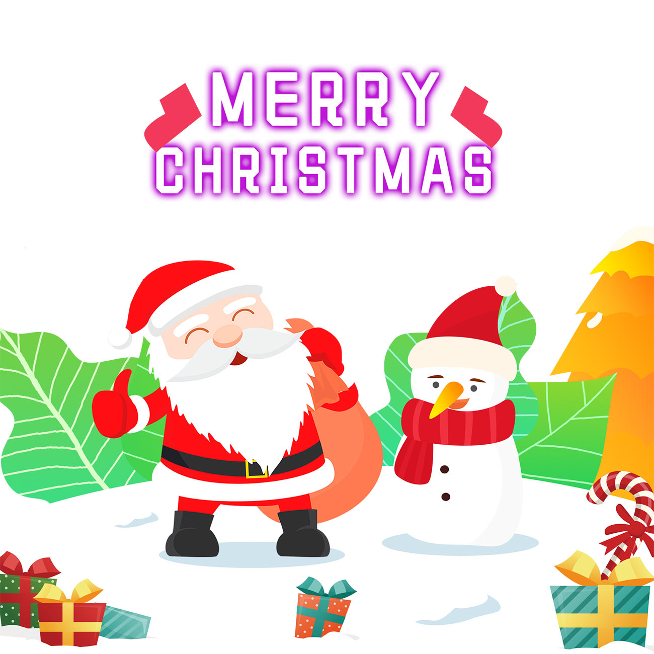 Ảnh minh họa ông già noel và người tuyết đi phát quà file PSD